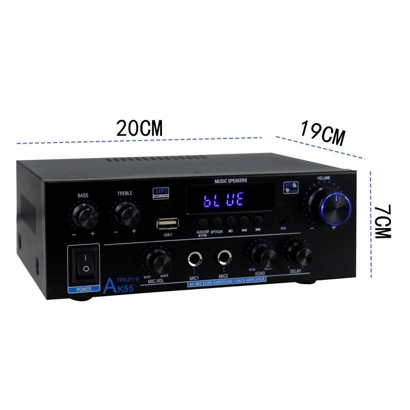 Обновленный мини-Hi-Fi усилитель AK55 110-240 В Цифровой Bluetooth-совместимый 5.0 Беспроводной усилитель мощности для автомобильного аудиодинамика Домашнего использования