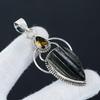 Natural Black Tourmaline Gemstone Silver Pendant In 925 Sterling Silver- Handmade Design, Everyday Wear Jewelry, Unique Honey Topaz Pendant Gift