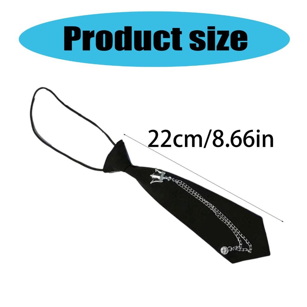 Campus Preppy Necktie Metal Crown Chain Neck Tie Student Uniform Adjustable Pre Tied Neck Tie Shirt Collar Neckwear