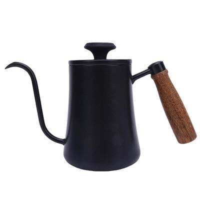 Кофейник 600 мл из нержавеющей стали 304, чайник для воды с термометром, деревянная ручка, длинный