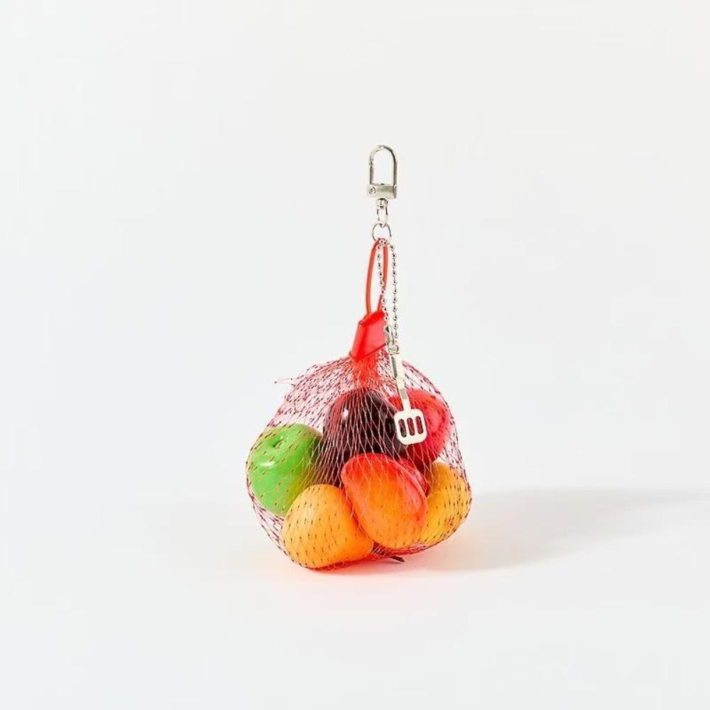 Realistic 3D Red Fruit Key Chain Handmade Style Mini Cluster Fruit Charm Aesthetic Styling