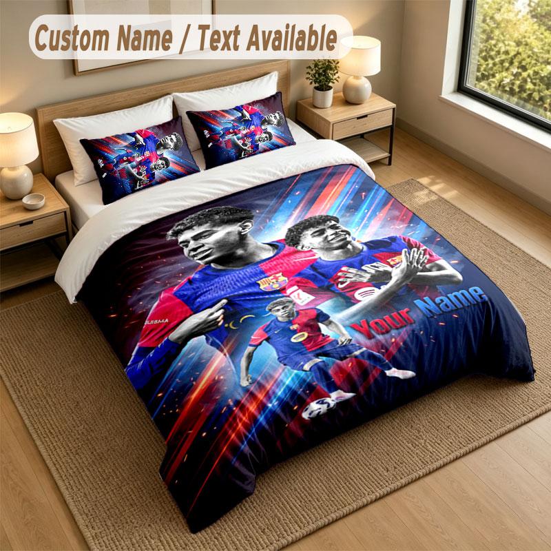 Bedding Set 1 Duvet Cover 2 Pillowcases Lamine Yamal Print Soft Bed Linen Bedroom Decor