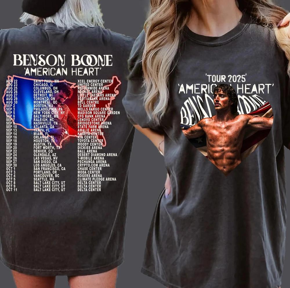 Benson Boone American Heart Tour Tee 2025 Concert Souvenir Shirt Tshirt Unisex T-Shirt