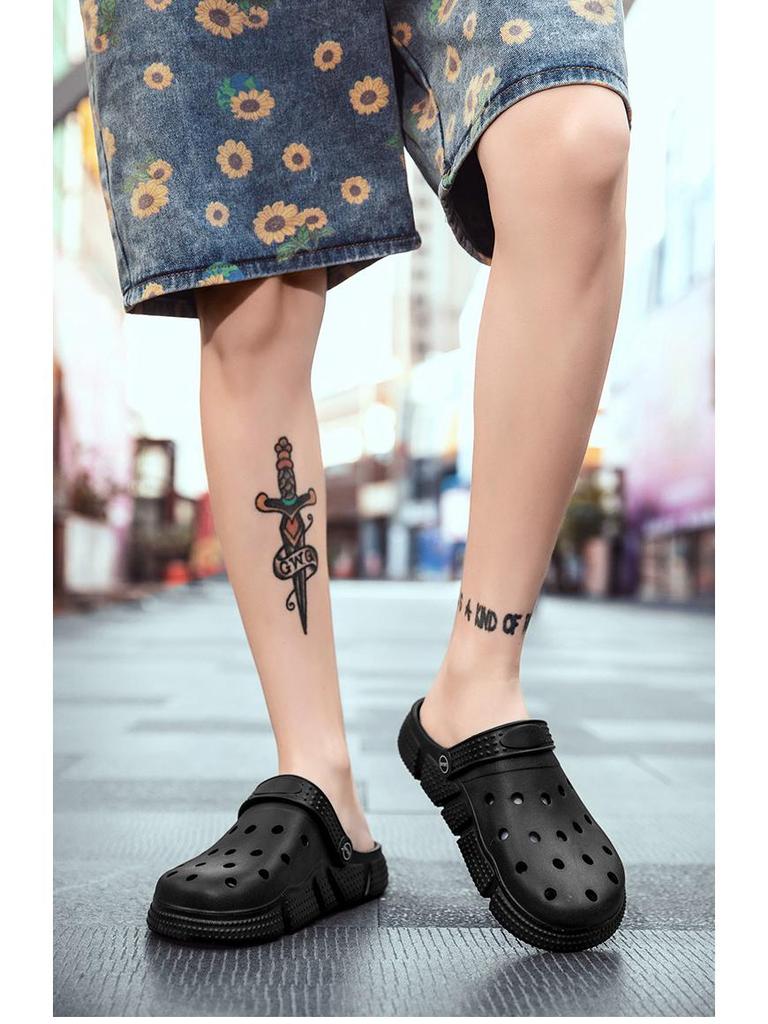 Мужские сандалии Hole Shoes: Уличные тапочки больших размеров для путешествий и пляжа.