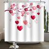 Happy Valentines Day Heart Shower Curtain Red Pink Romantic Falling Love Heart Sweet Lovers Waterproof Bathroom Curtain Decor