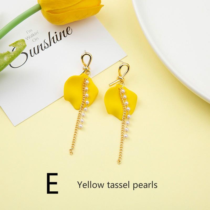 Желтые лимонные свежие серьги, женские летние новые серьги-джокеры, серьги с милым темпераментом