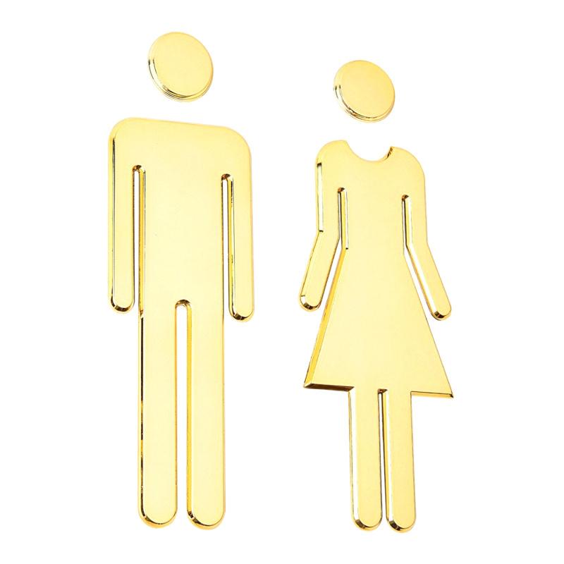 3D Сделай сам Женщина Мужчина Табличка на дверь туалета Ванная комната Туалет WC Табличка на дверь туалета Наклейка на стену Декор Съемный Логотип