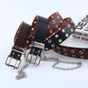 Women Punk Chain Fashion Belt Adjustable Double/Single Row Hole Eyelet Waistband with Eyelet Chain