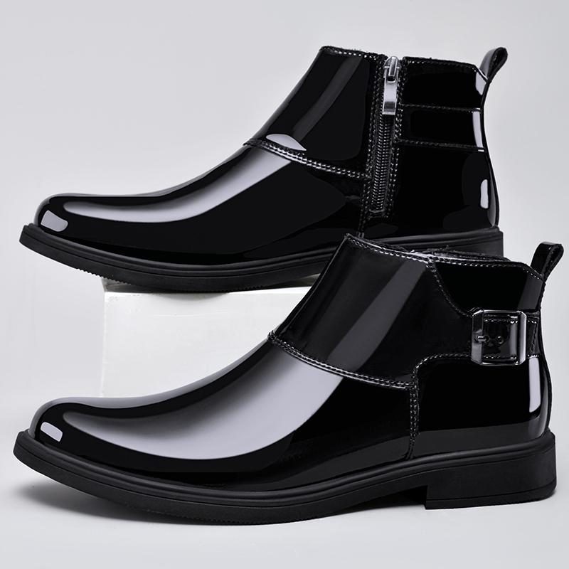 Men'S Classic Retro Chelsea Boots Mens Fashion Leather Ankle Boots Men British Style Short Boots High-Top Business Formal Shoes