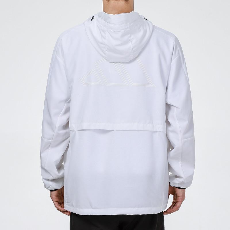 adidas Essentials Тканая повседневная дышащая куртка Newblock с капюшоном, мужская верхняя одежда, белая H40233