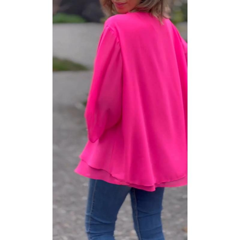 Женская блузка больших размеров с v-образным вырезом, повседневный топ, свободный повседневный топ с металлической молнией