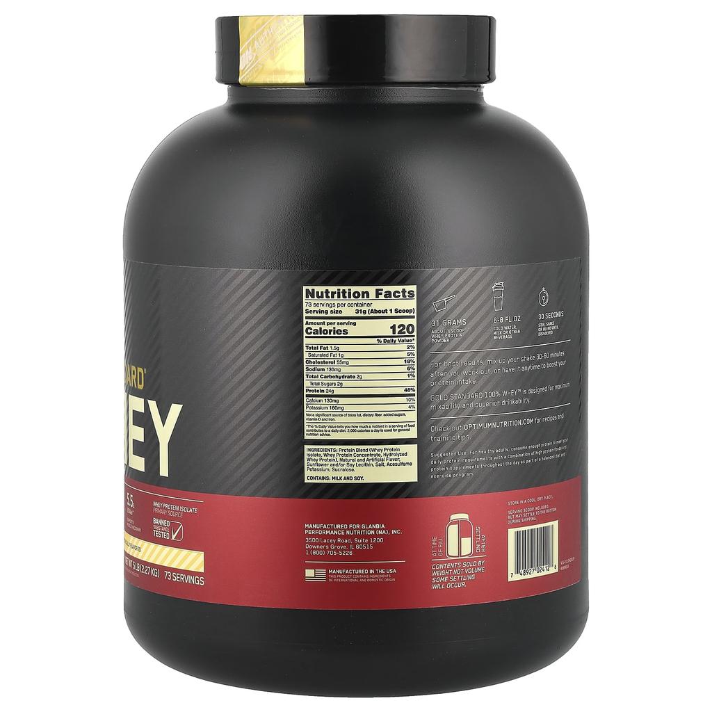 Optimum Nutrition Gold Standard 100% Whey, French Vanilla Cream, 5 Lbs (2.27 Kg)