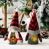 Festive Christmas Decor No Face Doll Light Up Rudolph Red Black Plaid Plush Ornament
