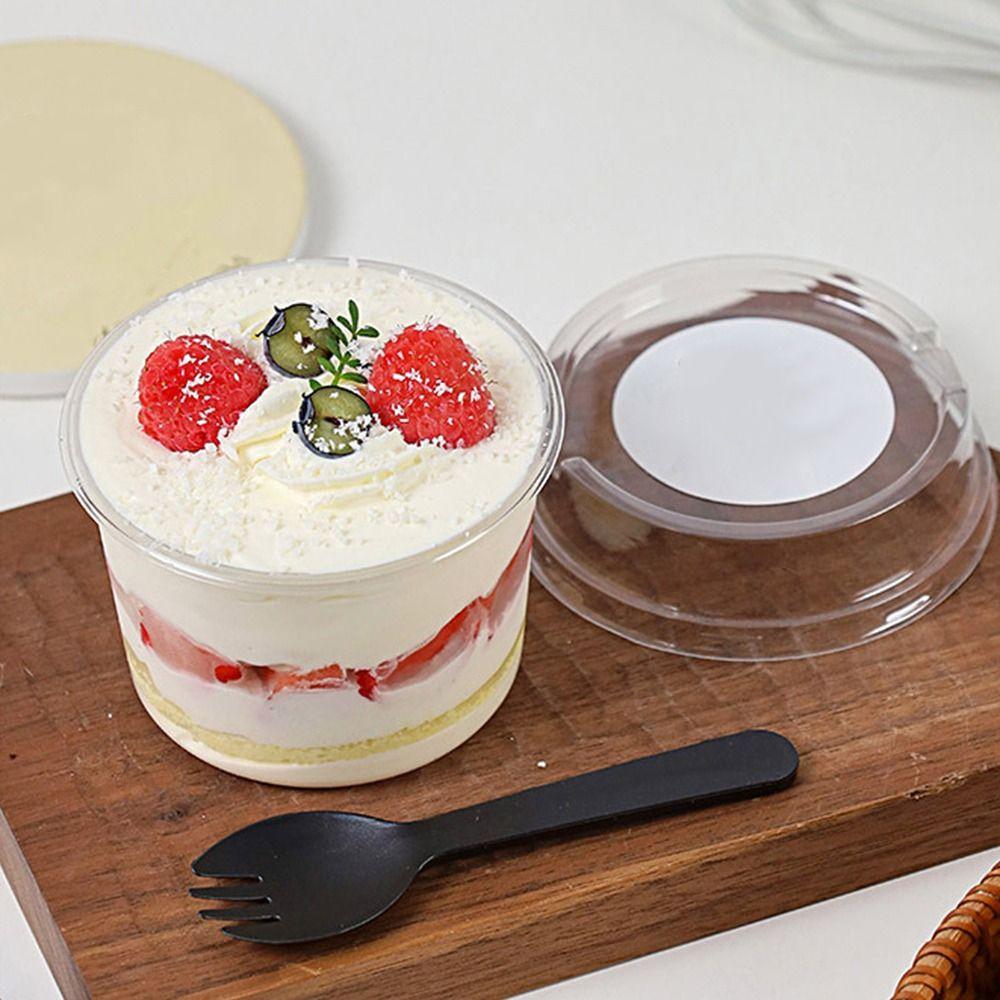 50Pcs Clear Plastic Disposable Salad Cups 150/250ml Disposable Packaging Box Dessert Tools