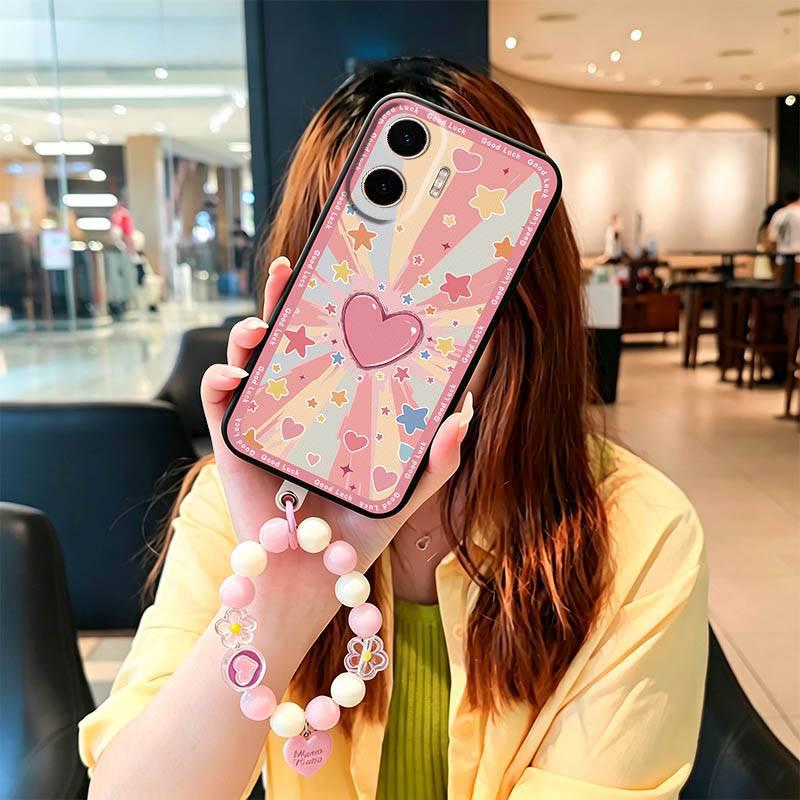 Роскошный мягкий силиконовый чехол с ремешком для TCL P80 Pro - Пылезащитный, Веселый цифровой дизайн