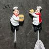 Removable Wall Hook Cute Chef Shape Hook, Strong Resin Kitchen No Punch Hole Adhesive Backing Decorative for Home Hang Utensils Dishcloths Aprons For