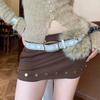 Faux Fur Furry Waistband Rivet Plush Belt Personality Leather Fur Belt  Daily