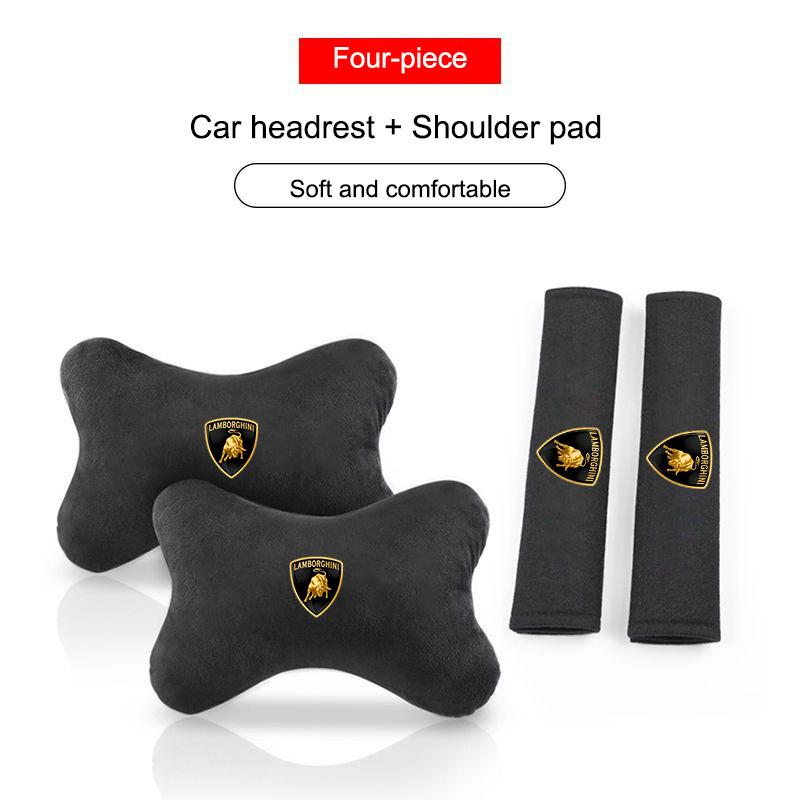 For Lamborghini Urus Huracan Aventador PremiumSuede Car Cervical Spine Headrest Neck Pillow Seat Belt Protect Shoulder Pads