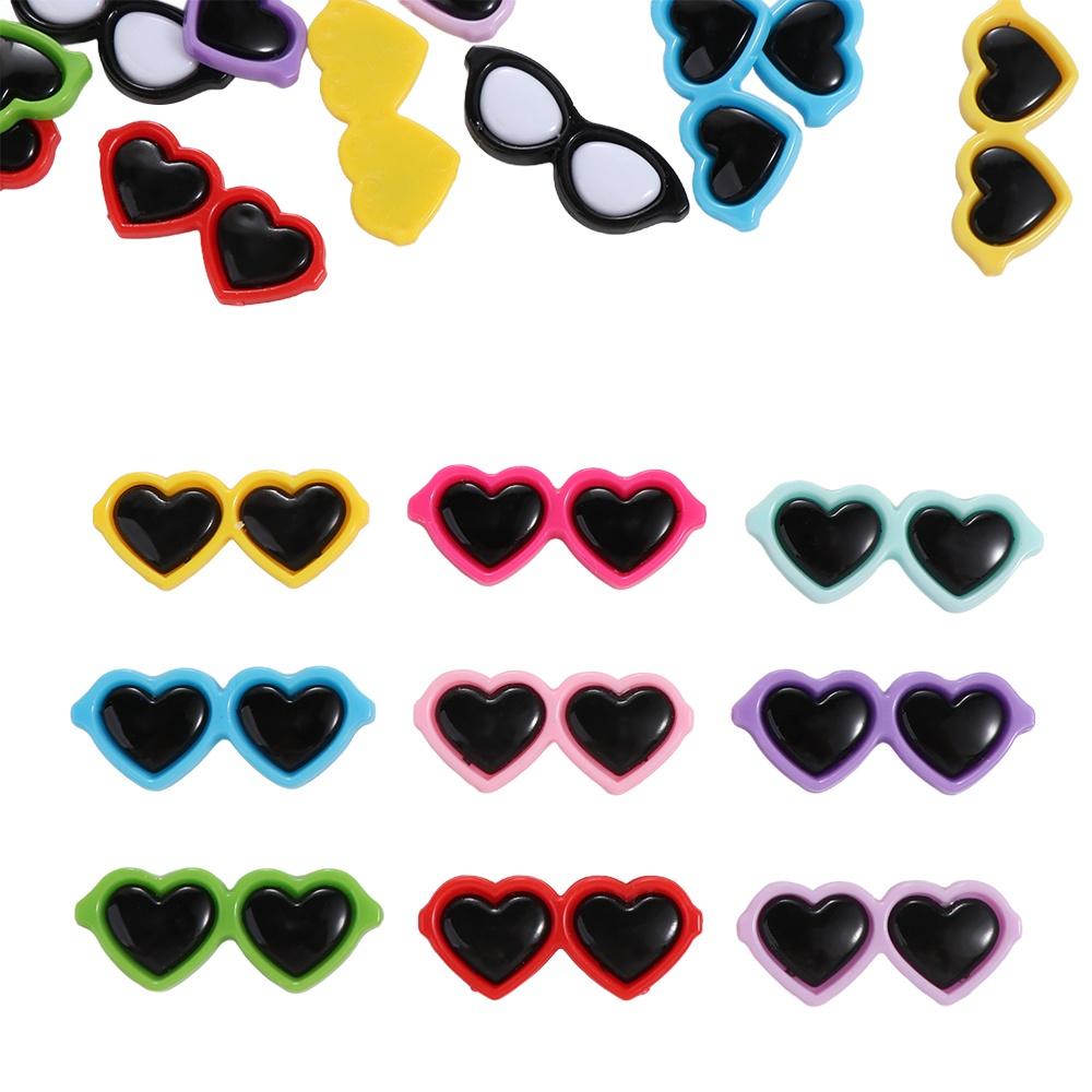 50pcs Flat Back Resin Mini Sunglasses Heart-Shaped Simulation Toy Kawaii Resin Ornaments Scrapbook