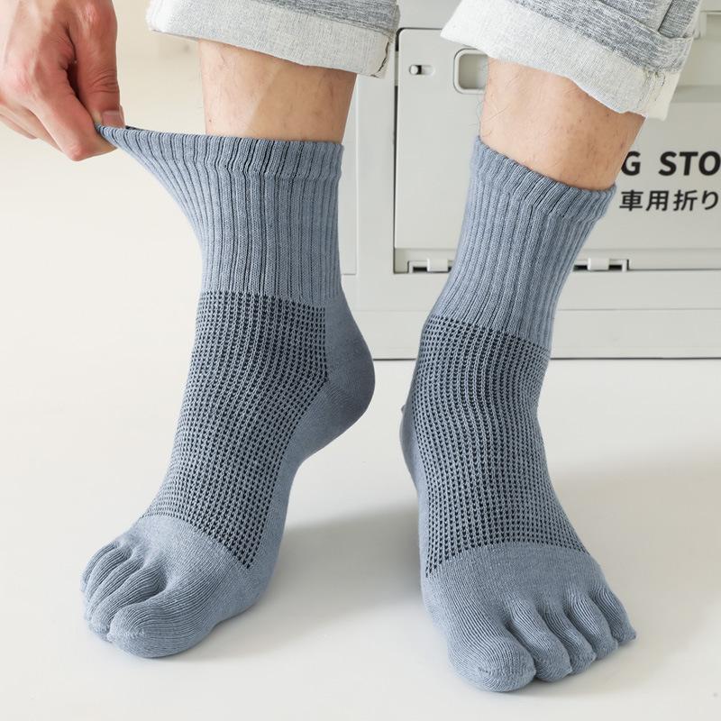 Летние носки для мужчин из 100% хлопка с пятью пальцами, мягкие, эластичные, прочные, сетчатые, дышащие, дезодорирующие, невидимые носки с пальцами