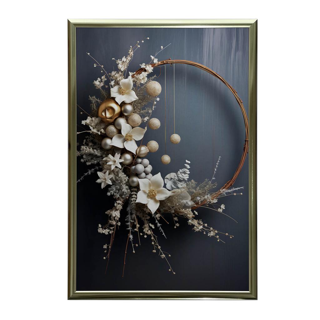 Magiczny Wieniec Bożonarodzeniowy Magiczny Wieniec Bożonarodzeniowy, 40X50 Cm, Rama Aluminiowa Złota, Papier Matowy 230 Gsm