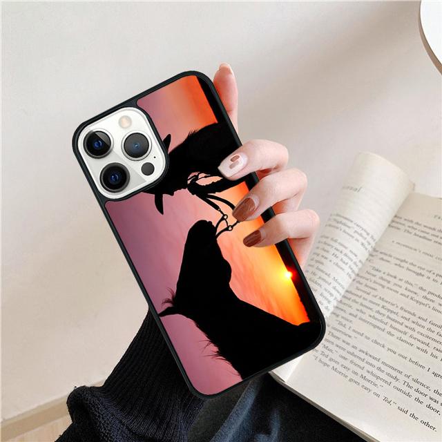 Чехол-силуэт ковбойши с коровой и лошадью для iPhone 17 Air 15 16e 14 13 12 Pro Max 11 Pro Max Plus Чехол для телефона Coque