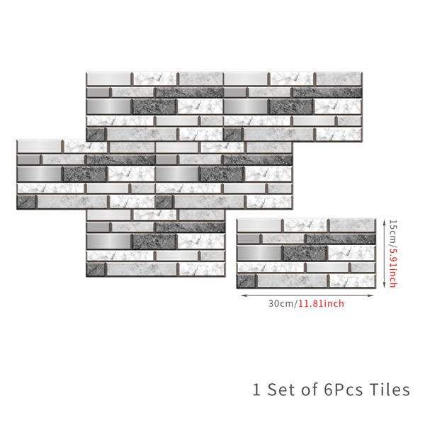 6 шт., маслостойкая наклейка для кирпичной плитки, наклейка на стену для кухни, самоклеющаяся водонепроницаемая наклейка для ванной, обои 15x30 см