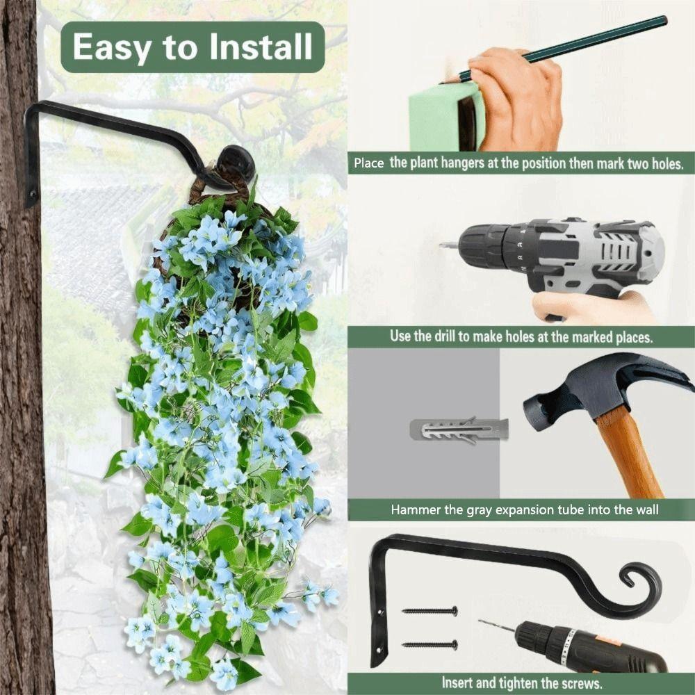 Multi-purpose Hanging Plant Stand Hooks Wrought Iron Hanging Plant Brackets Lanterns