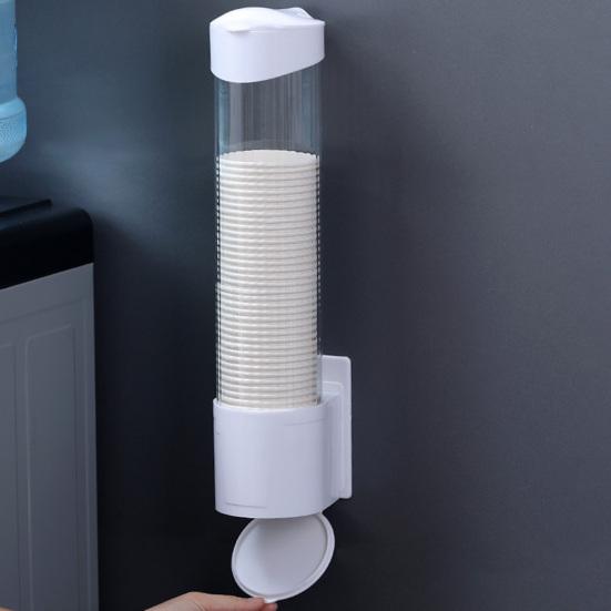 Диспенсер для бумажных стаканчиков Настенное крепление Без перфорации Выдвижной тип Прозрачная видимая пылезащитная крышка Одноразовый пластиковый стакан для воды