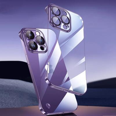 Безрамочный гальванический чехол для телефона для iPhone 11 12 13 14 Pro Max 14 Plus 13 Pro, защита объектива, прозрачный корпус без рамки