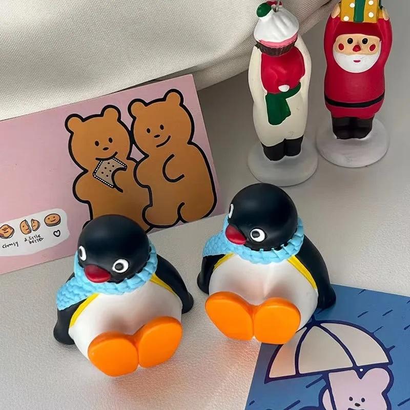 Cute Pingus Penguin Family Doll Ornaments Car Decoration Figure Collectible Model Statue Boy Girl Toy Gift With Seamless Pasting