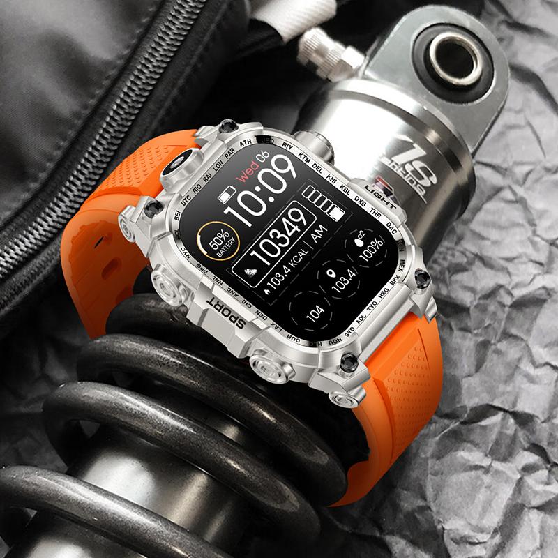 Новые многофункциональные квадратные уличные смарт-часы с большим экраном и фонариком, мониторингом здоровья, мужской спортивный браслет