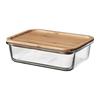 IKEA 365+: Storage Container with Lid, 21x15x7cm, Glass/bamboo (892.690.66)