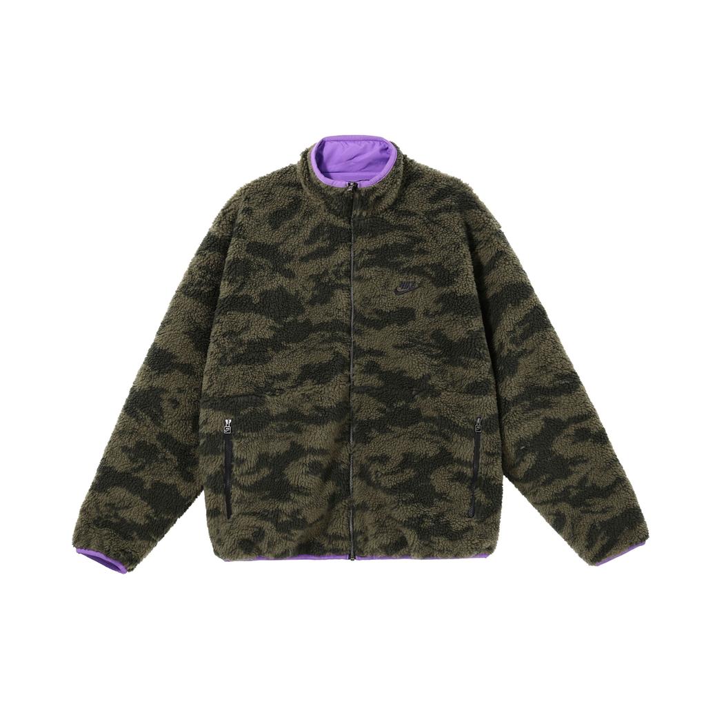 Nike Мужская флисовая куртка с воротником-стойкой, двусторонняя, с длинным рукавом, цвет виноградно-фиолетовый, черный DQ4885-542