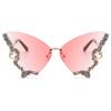 Butterfly Rimless Fashion Sunglasses For Women Luxury Rhinestone Decorative Glasses For Party Prom Club