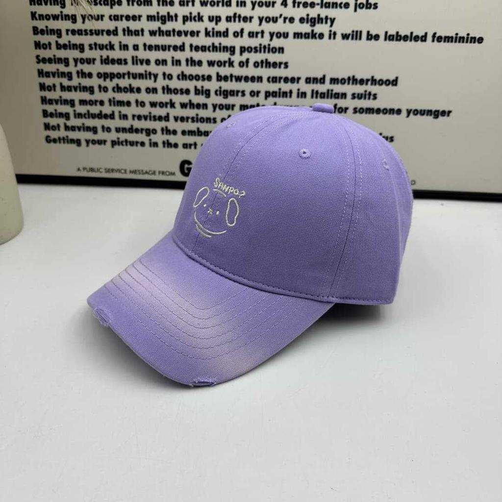 Cute puppy embroidered baseball cap women's new enlarged and deepened wide brim showing face small fashion cap