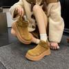 [Ushilai] British Wind Velvet Warm Martin Boots Women's 2025 Winter New Fashion Casual Versatile Short Boots