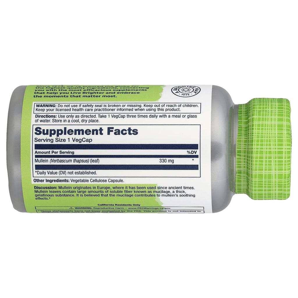 Mullein, 330Mg, 100 Veggie Caps