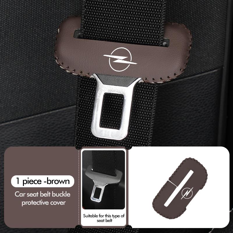 BBGM8 For Opel Car Seat Belt Buckle Plug Leather Protective Cover Meriva Mokka Grandland Vectra Zafira Vivaro Antara