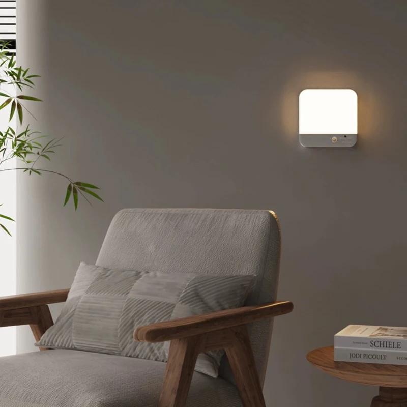 Светодиодный потолочный светильник с датчиком движения человека, 3 цвета света, плавная регулировка яркости, лестница, коридор, спальня, домашний декор, потолочный светильник, ночник