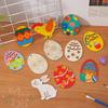 Hand-Painted Wooden Easter Egg Pendants for Kindergarten Decorations.