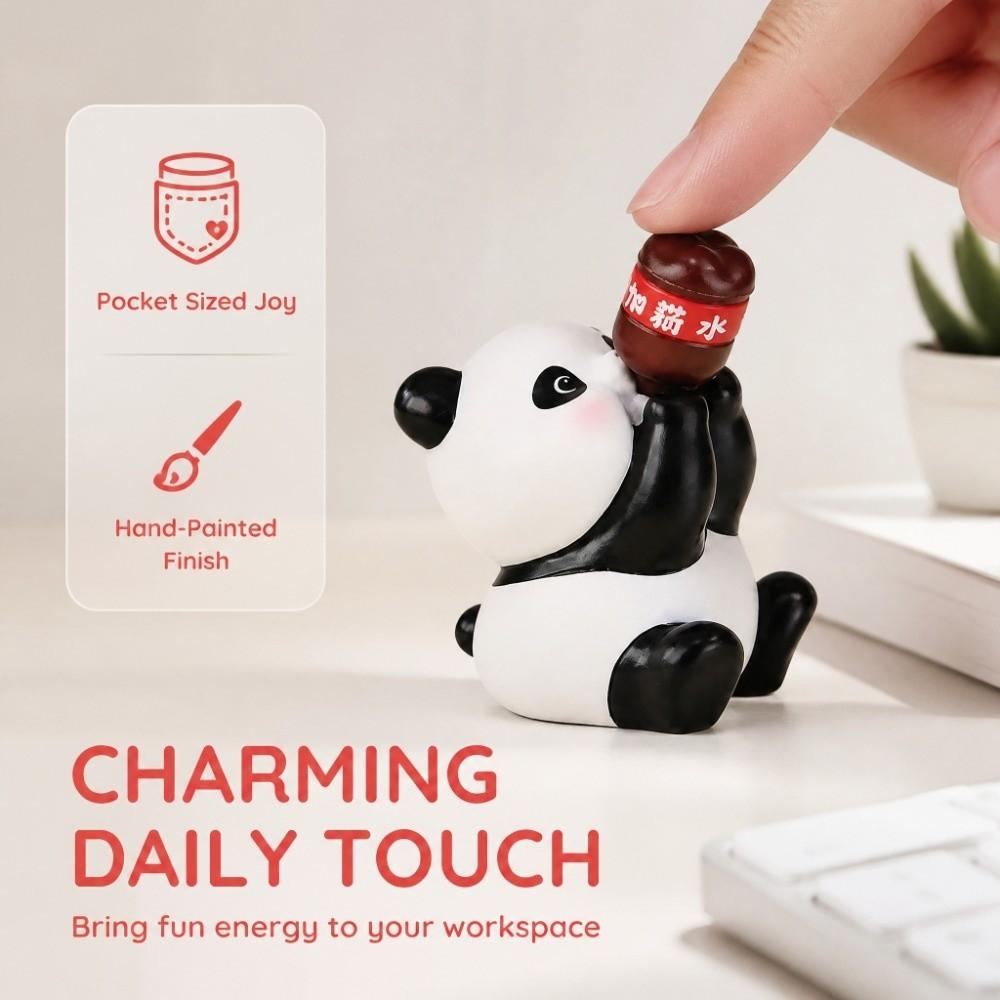 Resin Cute Animal Ornament Drinking Coke Pose Animal Cake Topper Resin Animal Statue For Kids