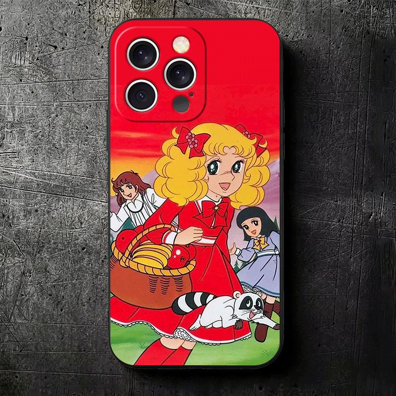 Candy 90s Cartoon Soft Phone Case for iPhone 16 16E 17 Air 15 Pro Max 14 Plus 13 Mini 11 12 7 Black Cover Back Shell