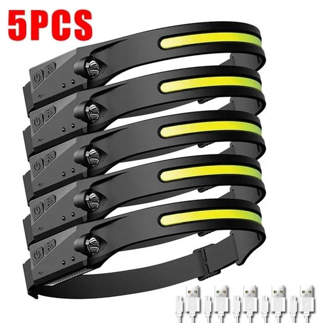 Мощный индукционный налобный фонарь COB LED, встроенный аккумулятор, USB-перезаряжаемый, налобный фонарь, уличный, водонепроницаемый, для кемпинга, рыбалки, фара