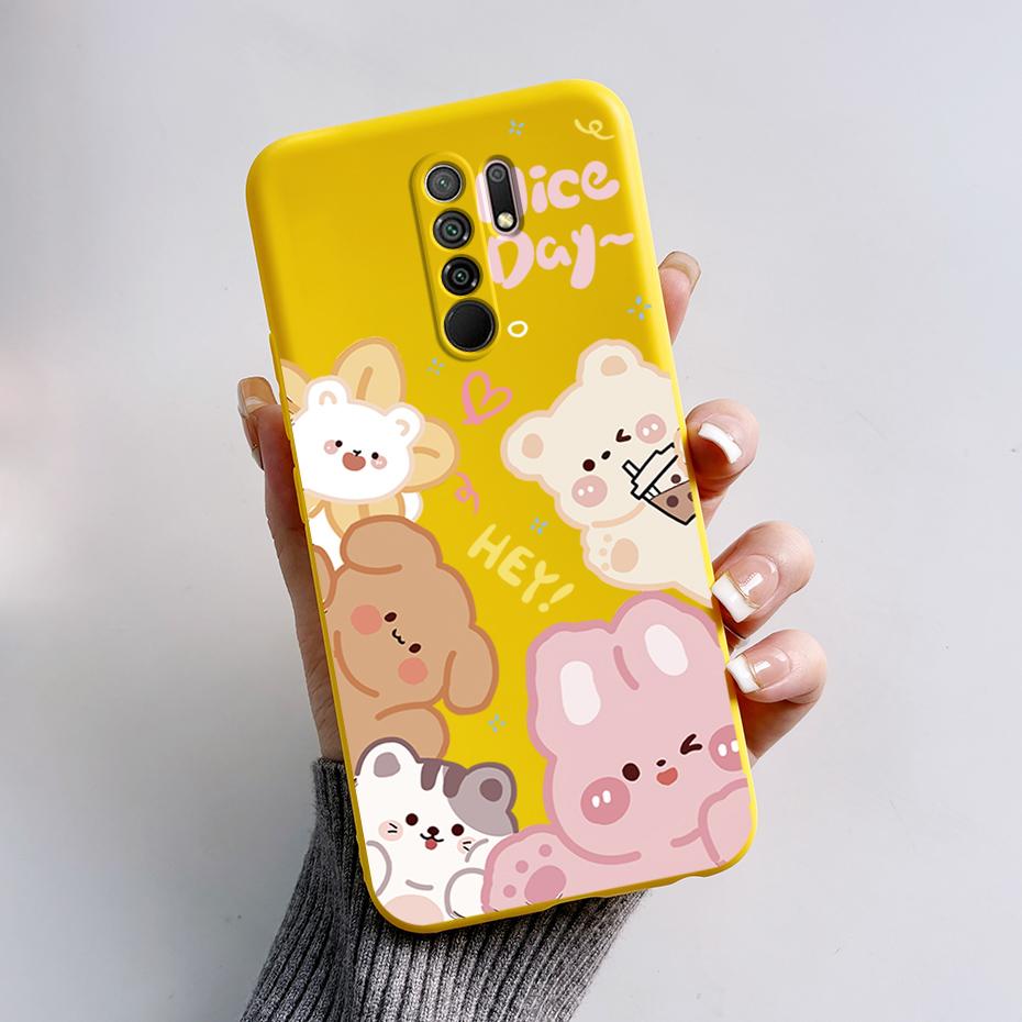 Чехол для Xiaomi Redmi 9 Чехол-крышка для Redmi 9 Prime M2004J19G M2004J19C redmi9 Милый Мультяшный Медведь Силиконовый ТПУ Мягкий Чехол для Телефона Задняя Крышка
