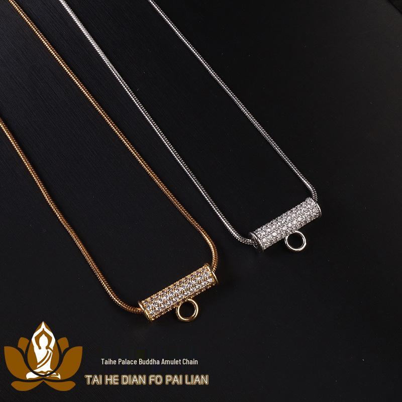 Тайский металлический амулет Будды на ожерелье с бусинами из титановой стали, изогнутыми трубками, микро-паве из циркона, глазом туманности, бабочкой и цепочкой с бриллиантами.