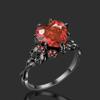 2025 New Model Skull Gothic Black Ring Heart-shape Red Crystal Vampire Double Skull Rings Black for Women Party Wedding Jewelry