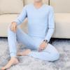 Men's Seamless Thermal Underwear Set - Thin Plaid V-Neck for Autumn/Winter