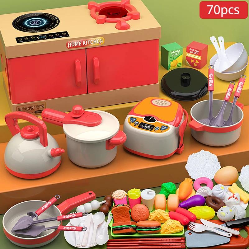 Play Kitchen Accessories Kids Kitchen Playset with Kids Pots Pans Playset Food Fruit Veggies, Kitchen Toys, Cooking Utensils Toy
