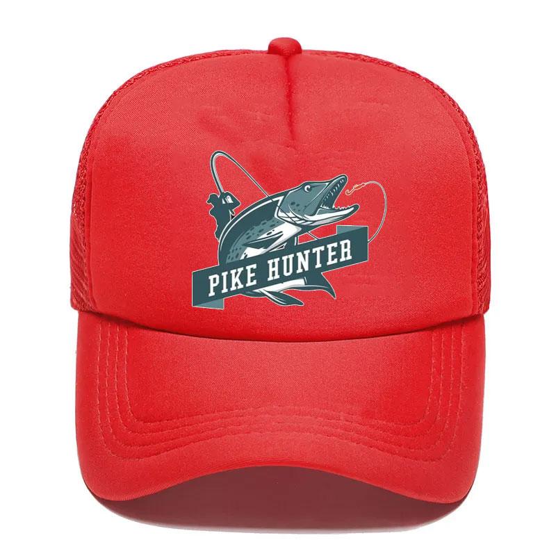 Крутая Trucker Hat с принтом Рыбак Охотник на Щуку Удочка Унисекс Сетчатые Кепки Рыболовные Приманки Поплавок Дышащая Бейсболка